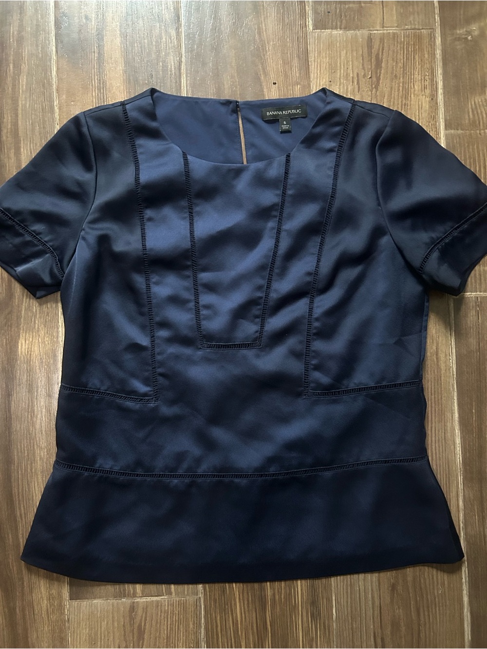 Banana Republic Navy Short-Sleeve Peplum Top